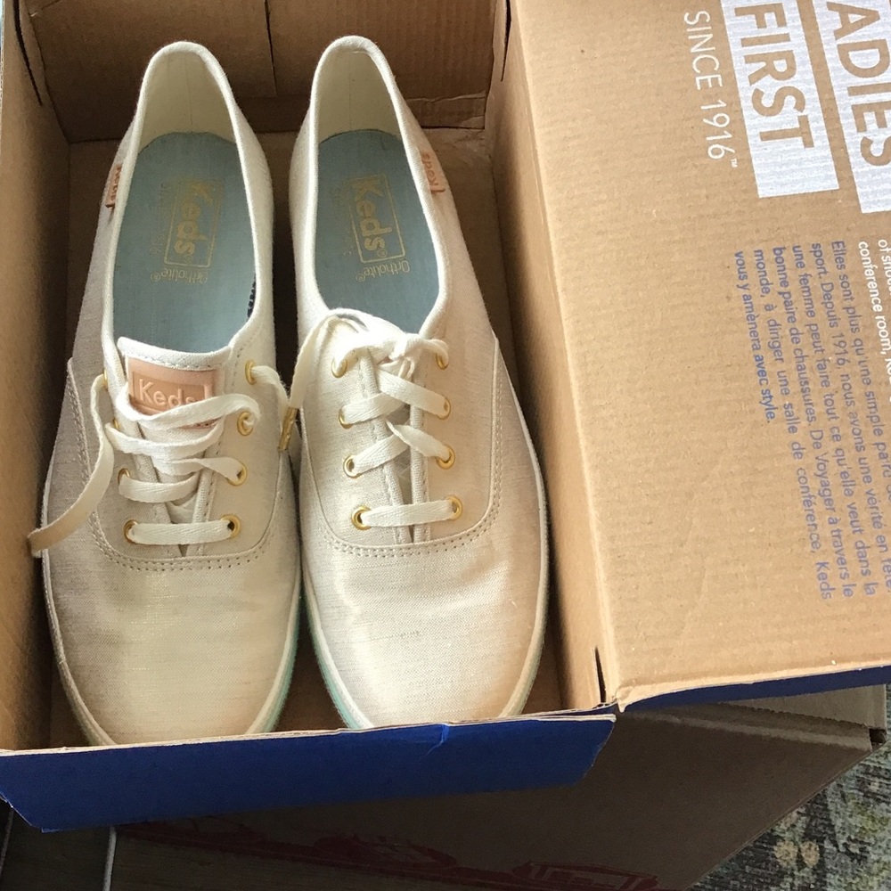Keds Cream Metallic Canvas Sneakers